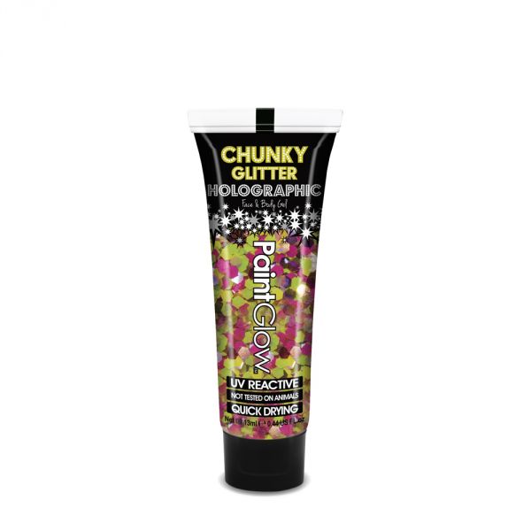 Paint Glow Chunky UV Holographic Glitter Body Gel Rainbow Rave TMM02