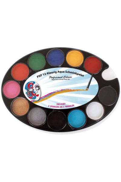 PartyXplosion 12-kleurig Aqua Schminkpalet 43705